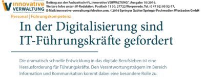 In der Digitalisierung sind IT-Führungskräfte gefragt