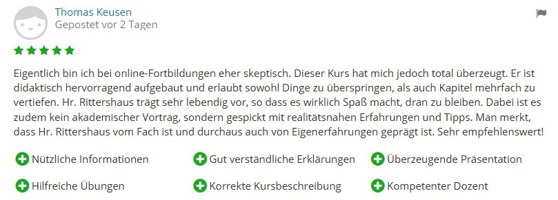 Bewertung Feedback Kurs