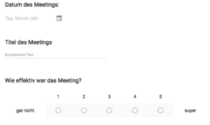 Teammeeting Feedback Formular Vorlage