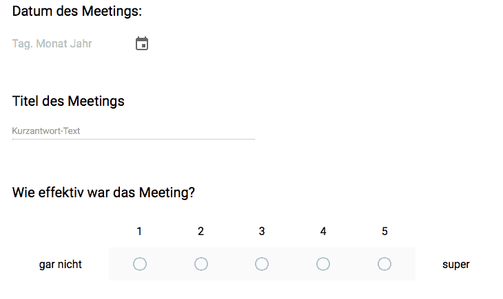 Teammeeting Feedback Formular Vorlage