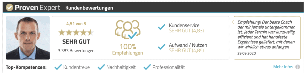 Kundenbewertung TARGETTER Online Training durch Provenexpert